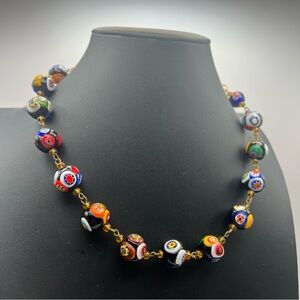 Chunky Oversized Vintage Millefiori Venetian Murano Glass Necklace